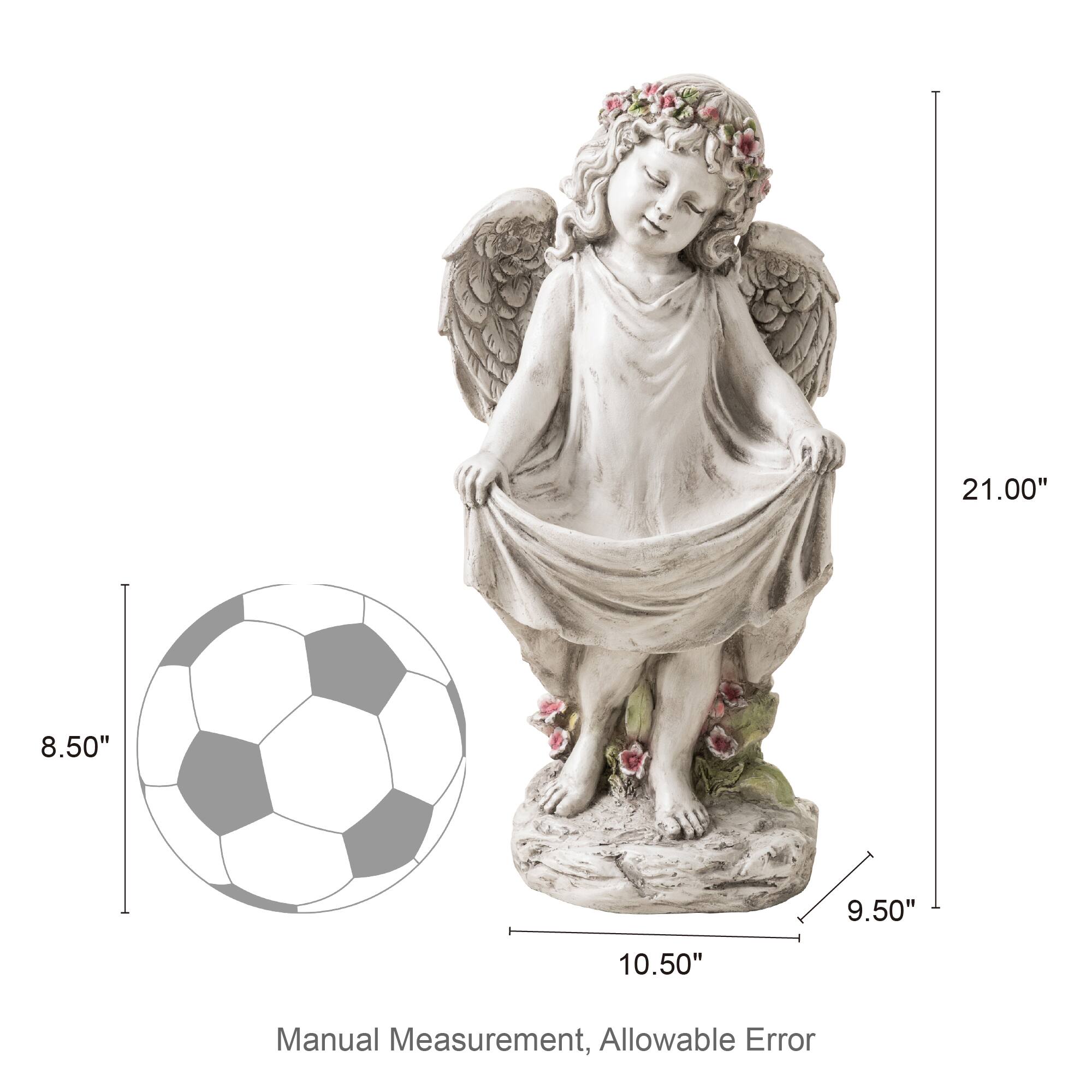 Glitzhome® 21" MGO Angel Garden Statue with Birdfeeder